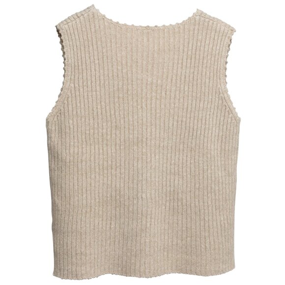Sundazed (Sweden) 2x2 Rib Stitch Ramie Blend Scallop V-Neck Vest : M - Picture 6 of 6